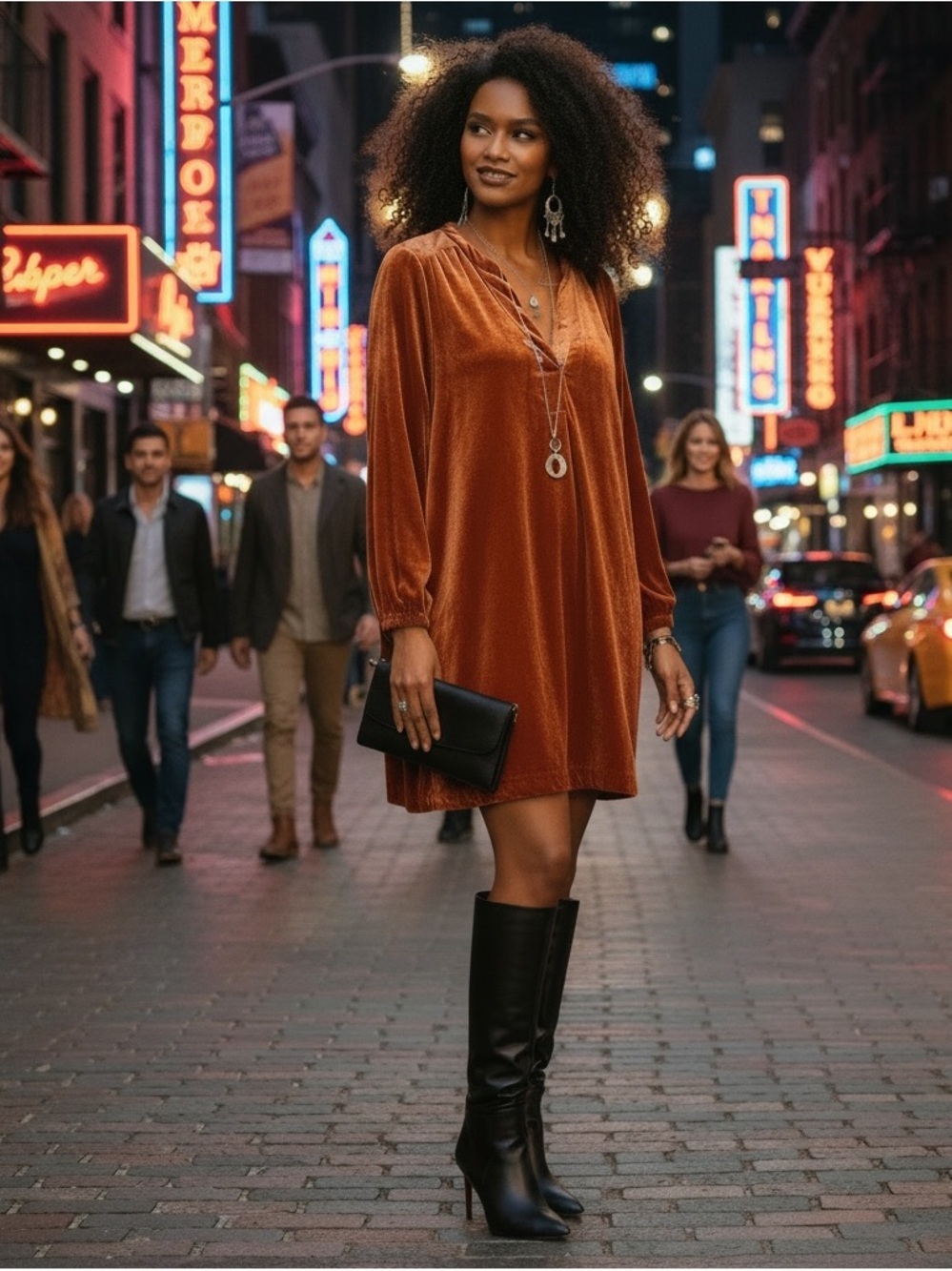 Anthropologie Melody Velvet Tunic Dress in Cinnamon Orange Women’s M